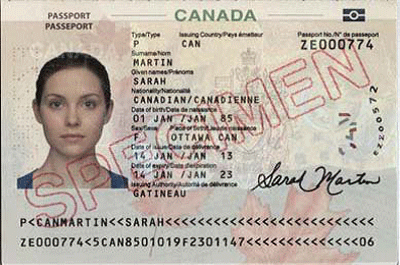 Canada Passport Specimen