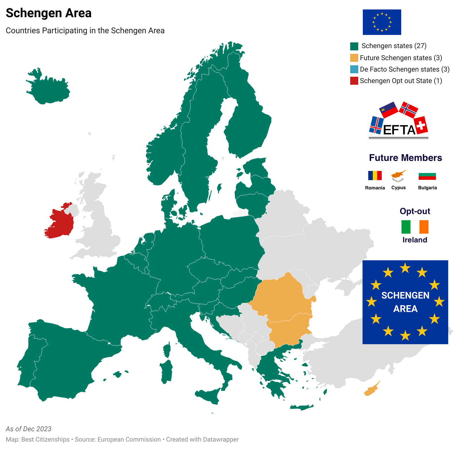Map of Schengen Area